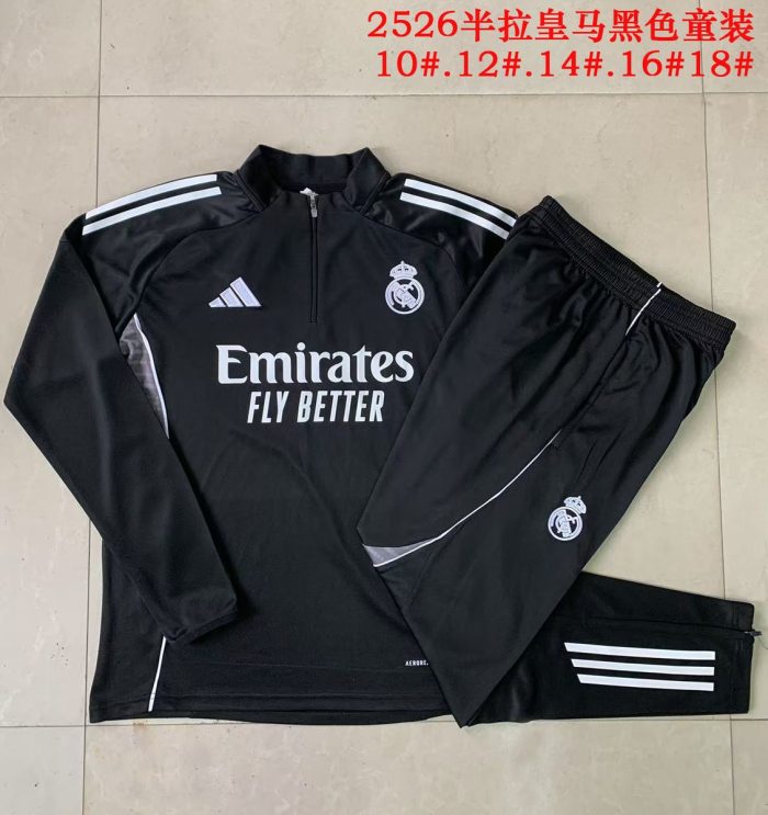Real Madrid Black Kids' Half-Zip Jacket - 图片 3
