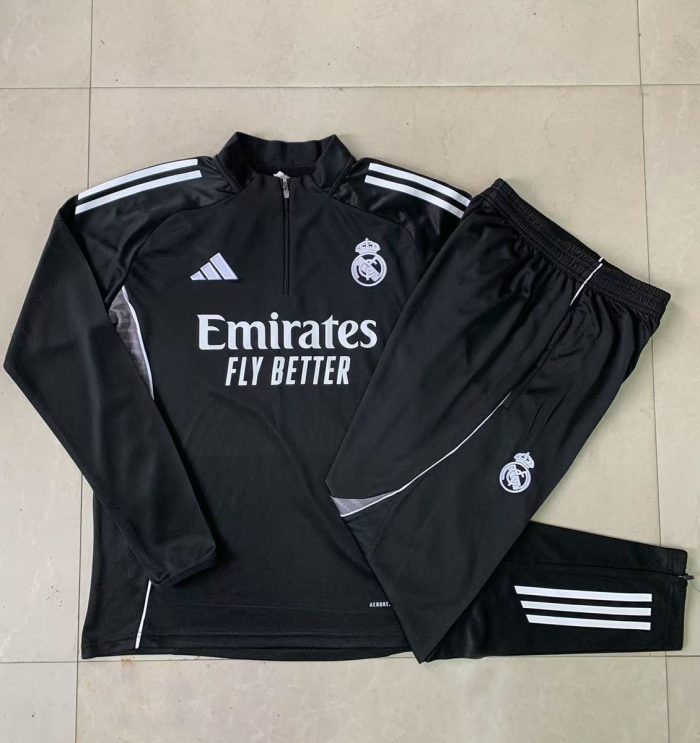Real Madrid Black Kids' Half-Zip Jacket - 图片 4