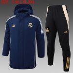 Real Madrid 24/25 Navy Blue Cotton Jacket (Gold Logo)