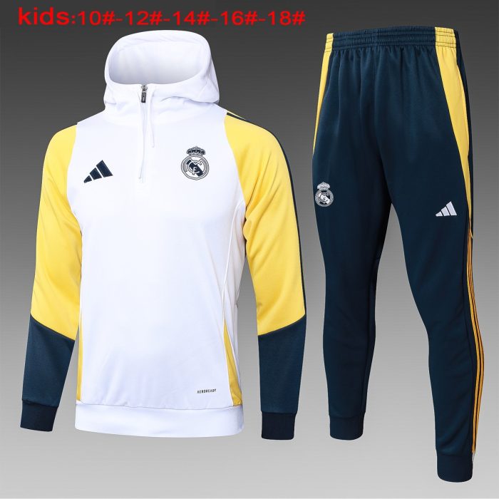 Real Madrid 24-25 Half-Zip Hoodie White Kids - 图片 2