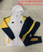 Real Madrid 24-25 Half-Zip Hoodie White Kids - 图片 3