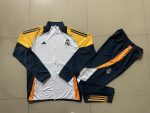 Real Madrid 24-25 White Children's Long Zipper Jacket with Yellow Shoulders - 图片 3