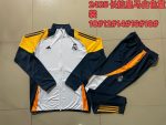 Real Madrid 24-25 White Children's Long Zipper Jacket with Yellow Shoulders - 图片 4