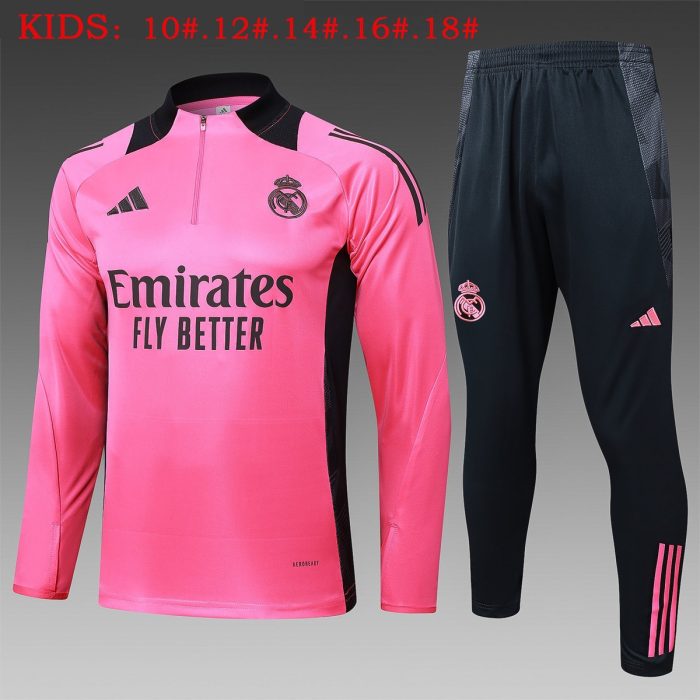 Real Madrid 24-25 Half-Zip Jacket Kids Fluorescent Pink - 图片 2