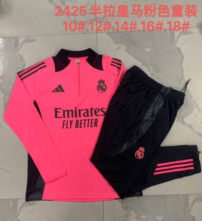 Real Madrid 24-25 Half-Zip Jacket Kids Fluorescent Pink - 图片 4