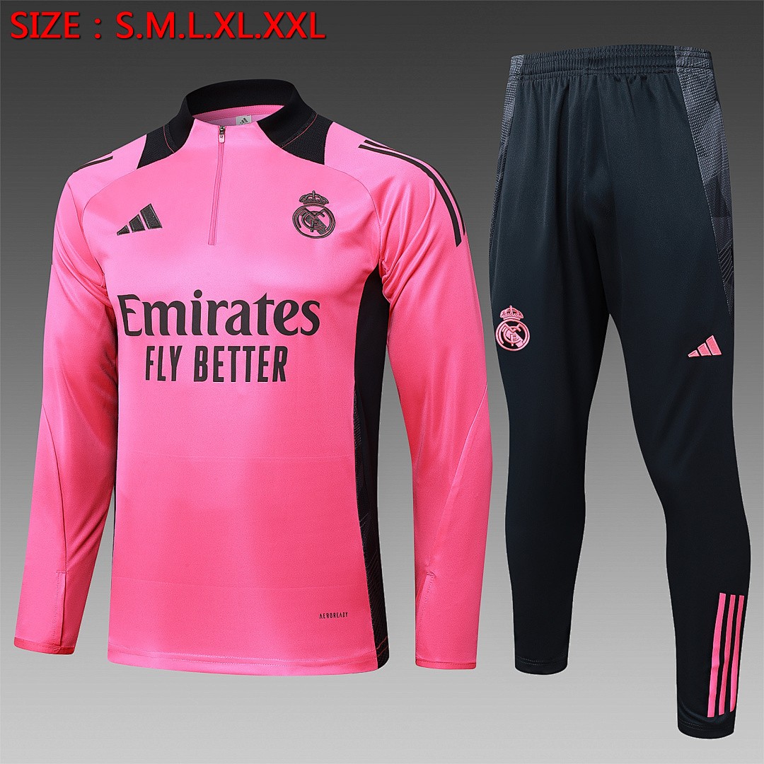 JER-5411_1 Real Madrid 24-25 Half Zip Jacket Fluorescent Pink - 图片 1