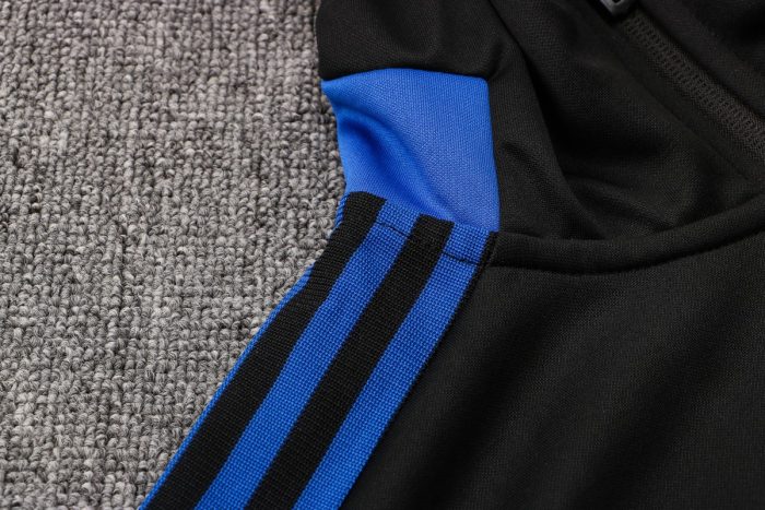 Real Madrid 21-22 Black Long Zip Jacket with Blue Trim - 图片 7
