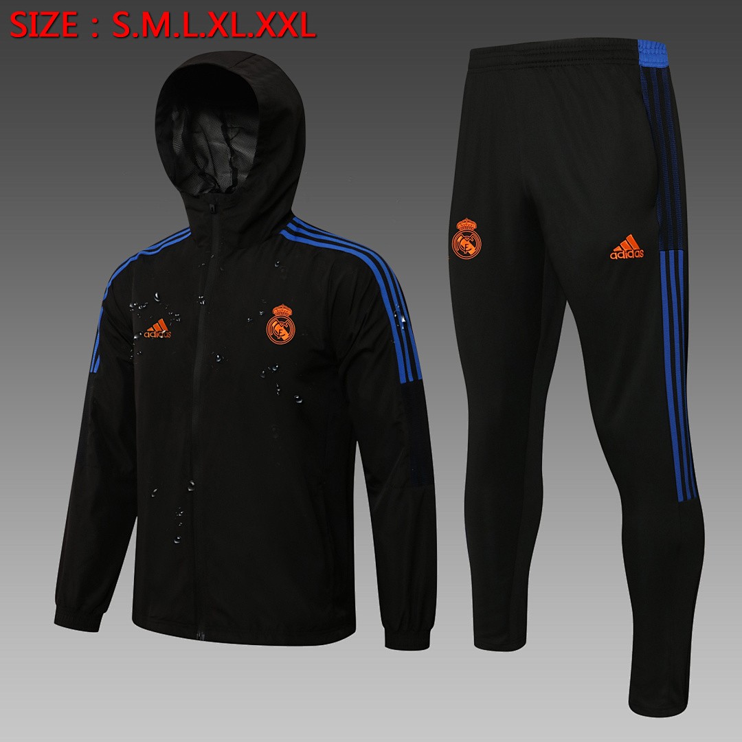 JER-5418_1 Real Madrid 21-22 Black Windbreaker - 图片 1