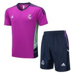 Real Madrid 22-23 Dark Purple Short Sleeve Training Set with 5-Inch Shorts - 图片 3