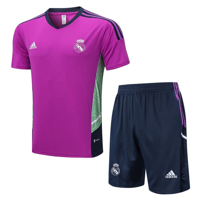 Real Madrid 22-23 Dark Purple Short Sleeve Training Set with 5-Inch Shorts - 图片 3