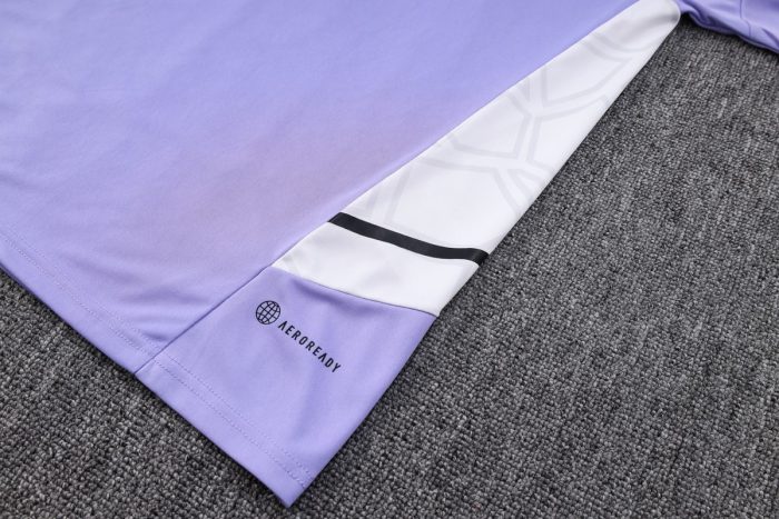Real Madrid 22-23 Light Purple Short Sleeve Training Suit - 图片 7