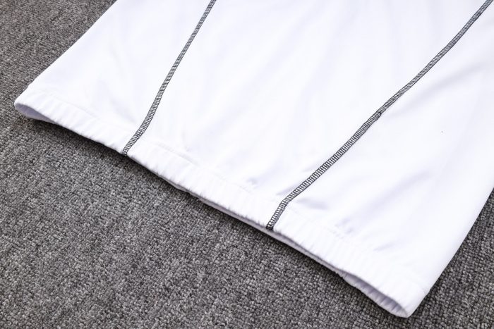 Real Madrid 23-24 White Long Zip Jacket with Black Sleeves - 图片 5