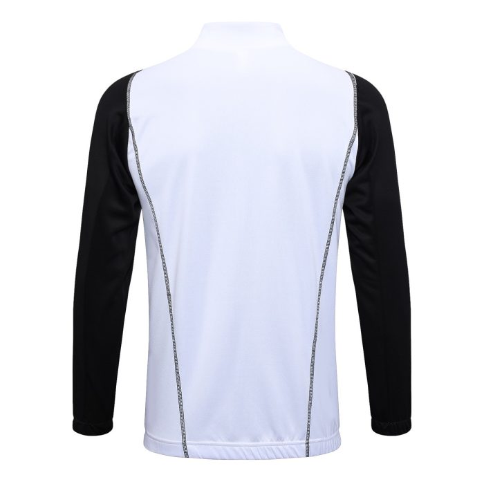 Real Madrid 23-24 White Long Zip Jacket with Black Sleeves - 图片 8