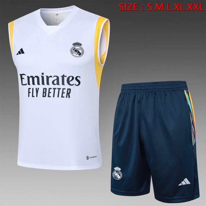 Real Madrid 23-24 White Vest with Black Chest Logo - 图片 8