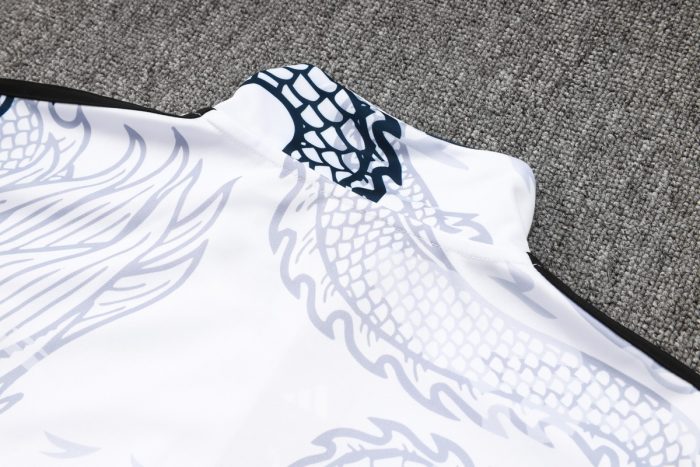 Real Madrid 23-24 White Long Zipper Jacket - 图片 3