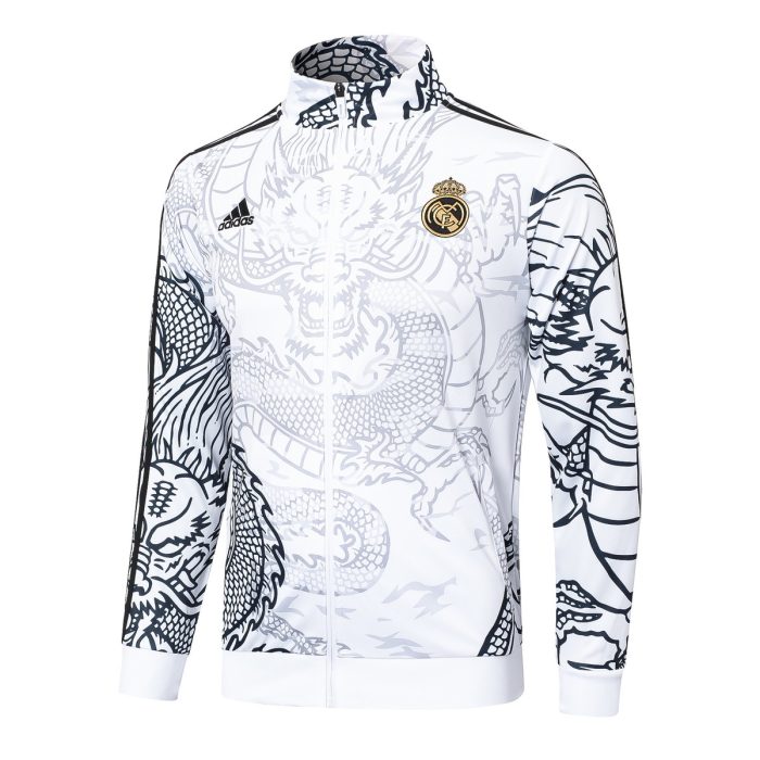 Real Madrid 23-24 White Long Zipper Jacket - 图片 8