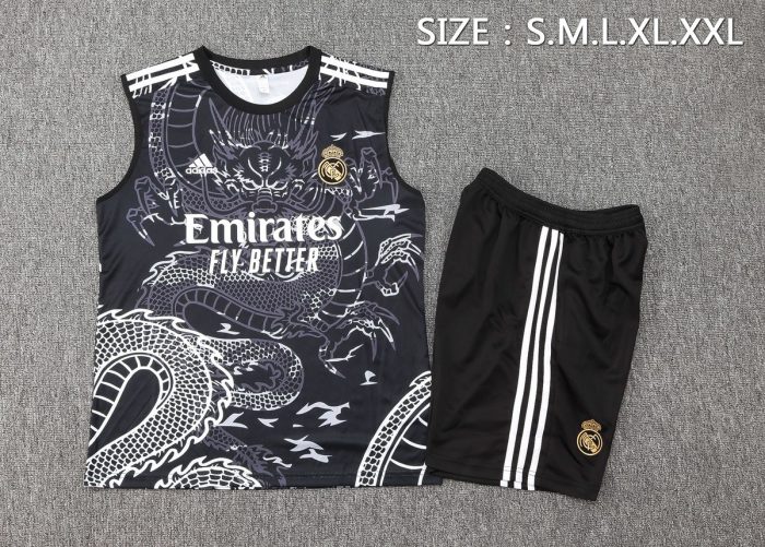 Real Madrid 23-24 Black Ink Splatter (Chinese Dragon) Vest - 图片 2