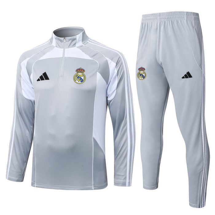 Real Madrid 25/26 Half-Zip Jacket Grey with White - 图片 8