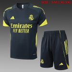 Real Madrid Dark Gray Short Sleeve Training Shirt with Yellow Accents