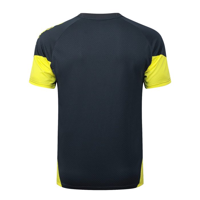 Real Madrid Dark Gray Short Sleeve Training Shirt with Yellow Accents - 图片 7