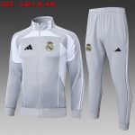 Real Madrid 25/26 Long Zipper Jacket Grey with White