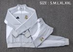 Real Madrid 25/26 Long Zipper Jacket Grey with White - 图片 2