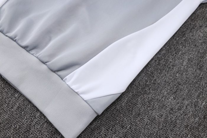Real Madrid 25/26 Long Zipper Jacket Grey with White - 图片 3