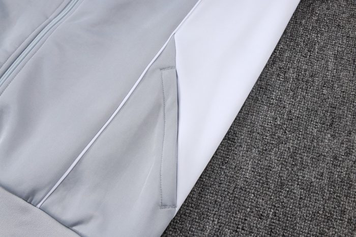 Real Madrid 25/26 Long Zipper Jacket Grey with White - 图片 4