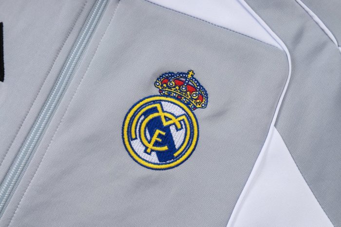 Real Madrid 25/26 Long Zipper Jacket Grey with White - 图片 6