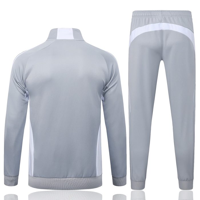 Real Madrid 25/26 Long Zipper Jacket Grey with White - 图片 7