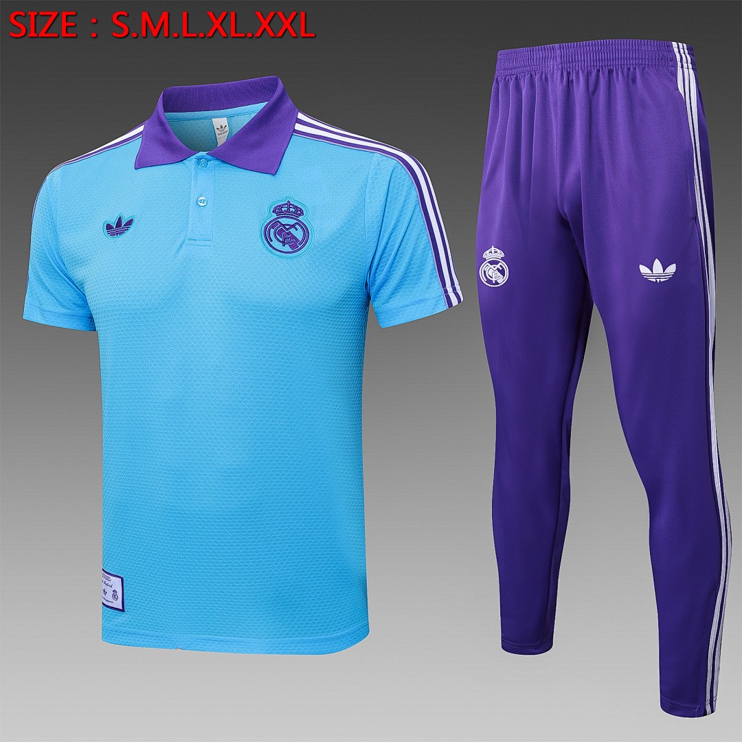 JER-5435_1 Real Madrid Light Blue Retro Polo - 图片 1