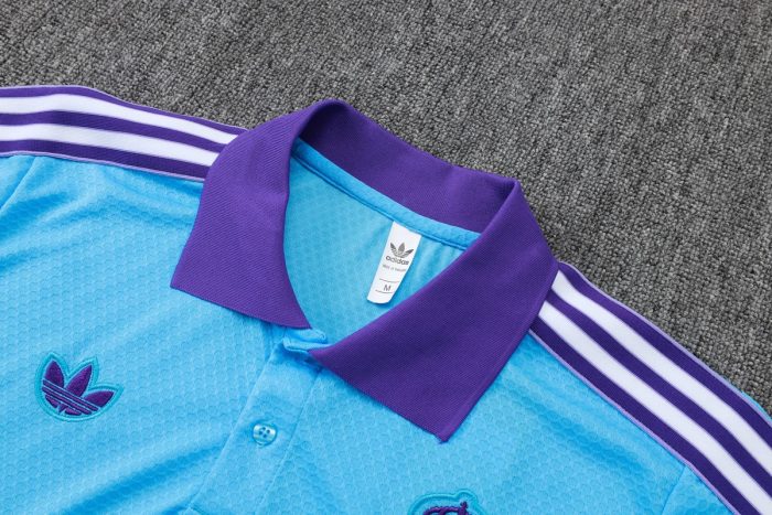Real Madrid Light Blue Retro Polo - 图片 6