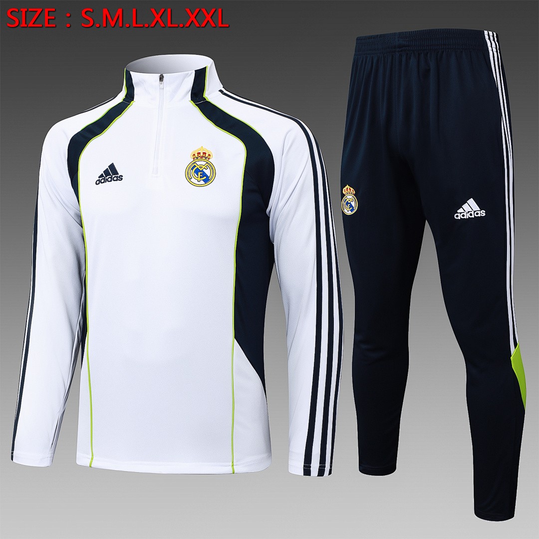 JER-5436_1 Real Madrid White Retro Edition with Cyan Accents - 图片 1