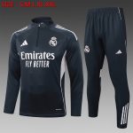 Real Madrid 2025/26 Half-Zip Jacket Dark Gray (Light Pink Trim)