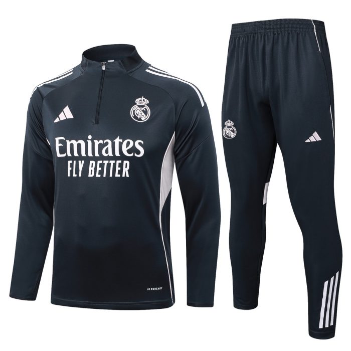 Real Madrid 2025/26 Half-Zip Jacket Dark Gray (Light Pink Trim) - 图片 8