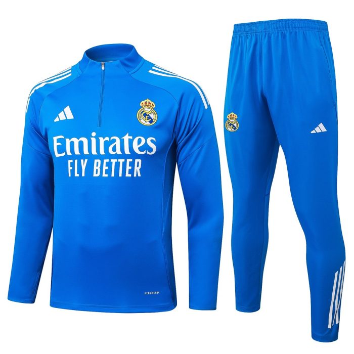 Real Madrid 25/26 Half-Zip Jacket Lake Blue with White Trim - 图片 8