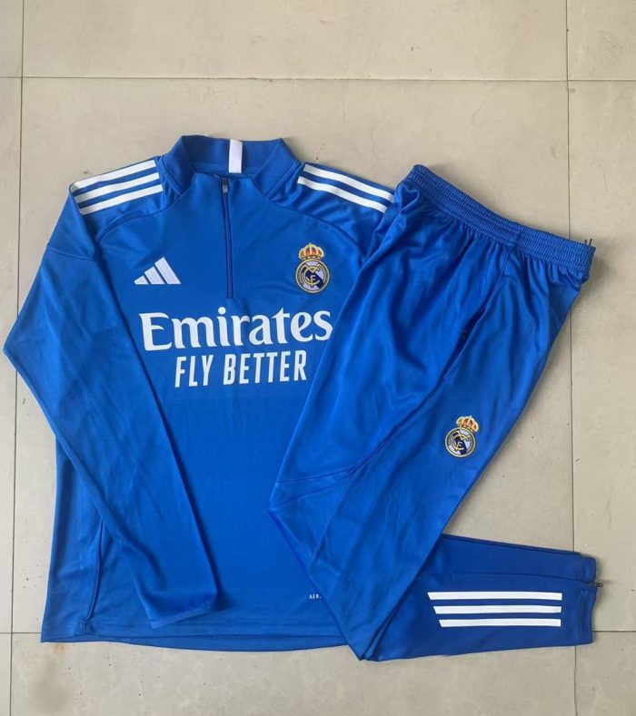 Real Madrid 2025/26 Half-Zip Jacket in Lake Blue (White Trim) - Kids - 图片 4