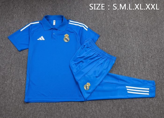 Real Madrid Polo Shirt Lake Blue (White Trim) - 图片 2