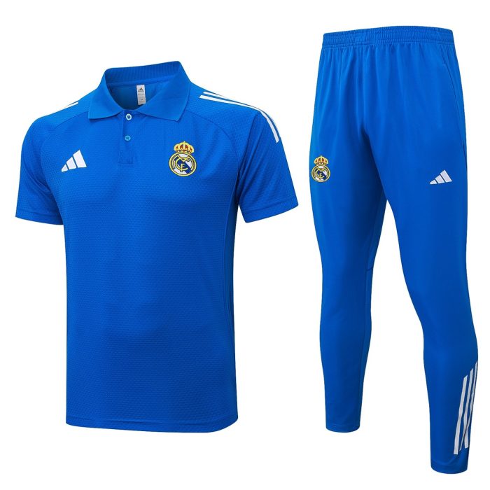 Real Madrid Polo Shirt Lake Blue (White Trim) - 图片 8