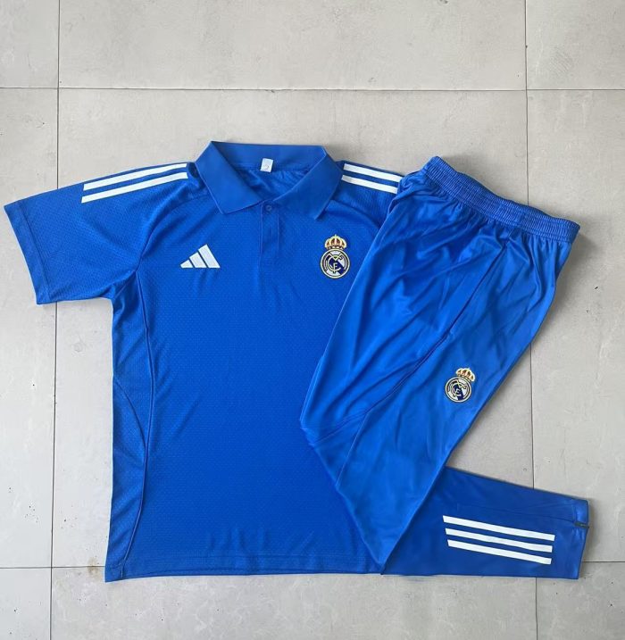 Real Madrid Polo Shirt Lake Blue (White Trim) - 图片 9