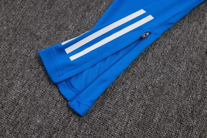Real Madrid White Half-Zip Jacket with Blue Trim - 图片 3