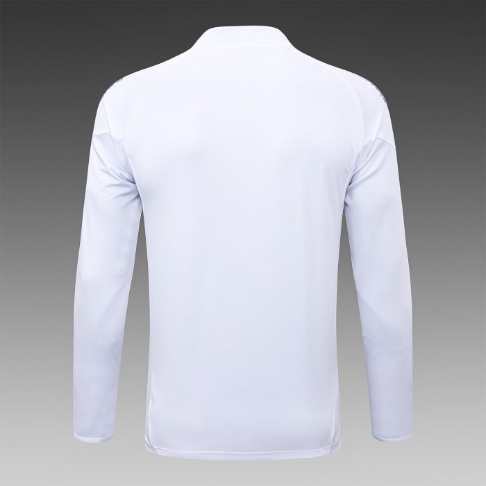 Real Madrid White Half-Zip Jacket with Blue Trim - 图片 8