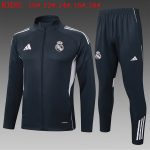 Real Madrid Dark Grey Long Zipper Jacket Kids