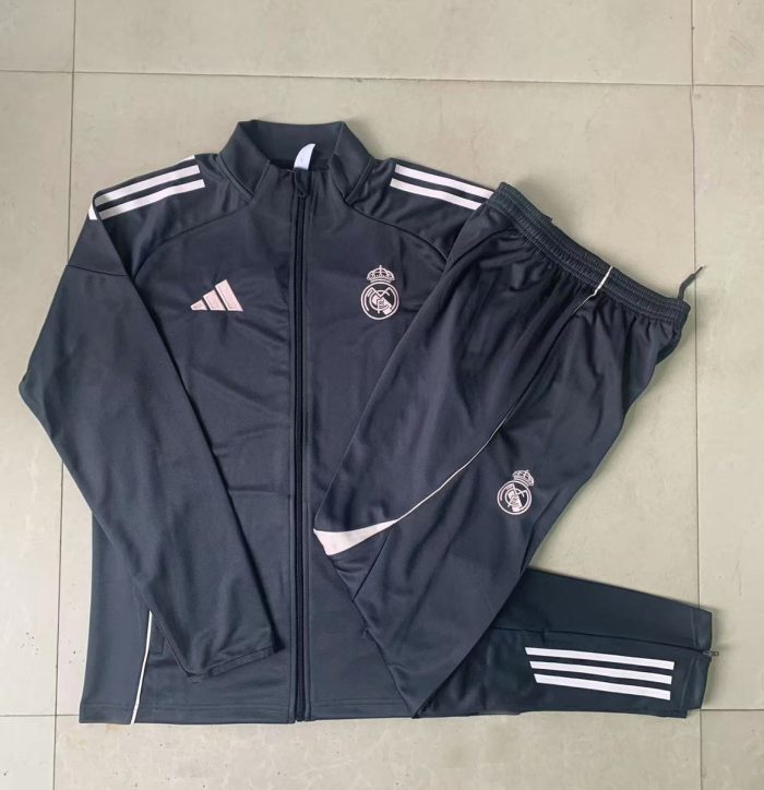 Real Madrid Dark Grey Long Zipper Jacket Kids - 图片 3