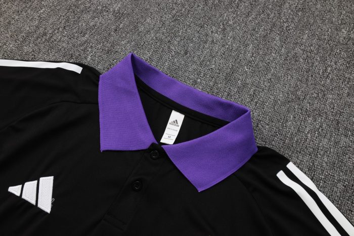 Real Madrid 24-25 Polo Black with Purple Collar - 图片 6