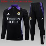 Real Madrid 24/25 Black Kids' Half-Zip Jacket (Purple Collar) - 图片 2