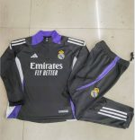 Real Madrid 24/25 Black Kids' Half-Zip Jacket (Purple Collar) - 图片 3