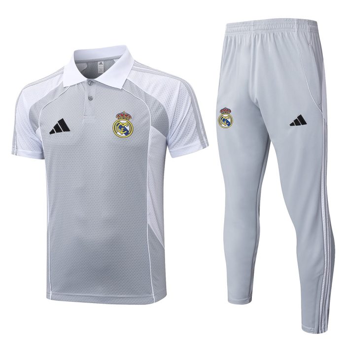 Real Madrid Grey White Polo - 图片 8