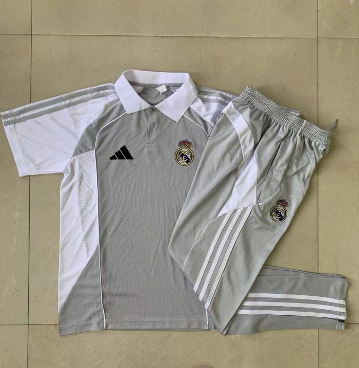 Real Madrid Grey White Polo - 图片 9