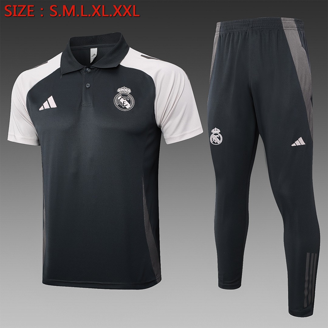 JER-5455_1 Real Madrid 24-25 Polo Shirt Grey - 图片 1